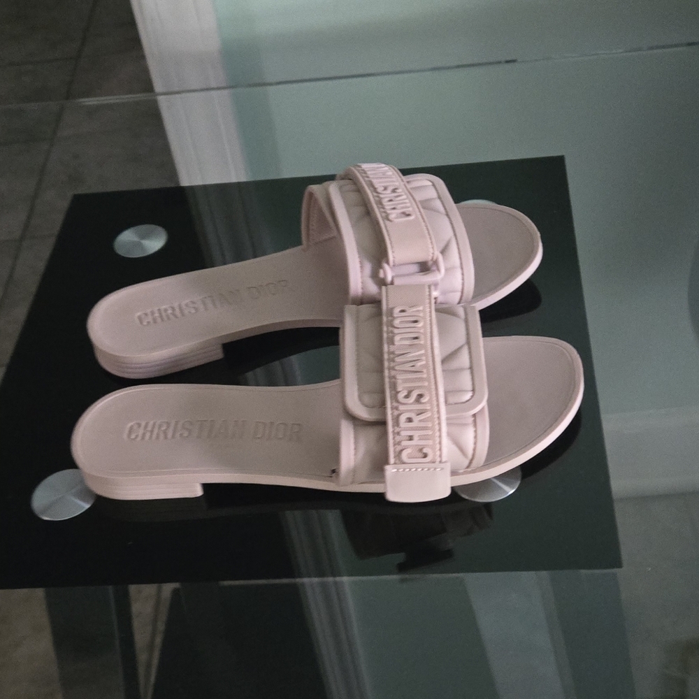 Christian Dior  Cream Loafers With Signature Branding Slide Sandals Size 41 - Picture 4 of 6